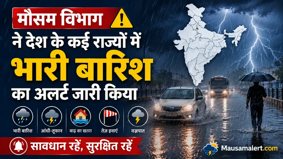 मौसम विभाग भारी बारिश अलर्ट | mausam vibhag bharat mein bhari barish alert